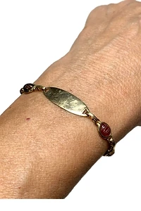 Deco Gold Fill Scarab ID Bracelet with Gemstones Selected by Lux Revival