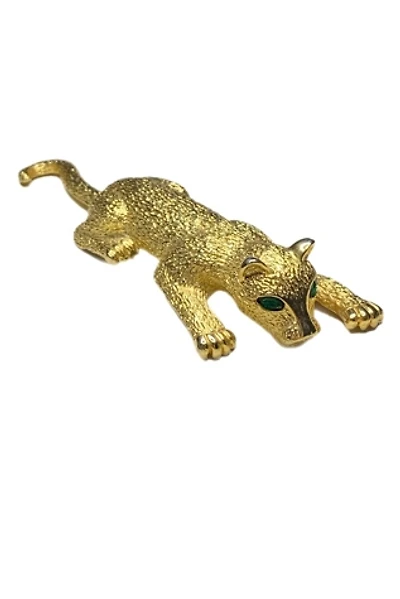 Vintage Gold Tone 3D Lion Brooch with Movable Tail Selected by Lux Revival
