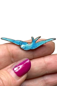 Art Deco Enamel Bluebird Brooch Selected by Lux Revival