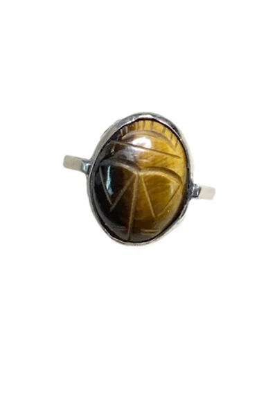 Vintage 1970s Sterling Egyptian Revival Scarab Ring Selected by Lux Revival