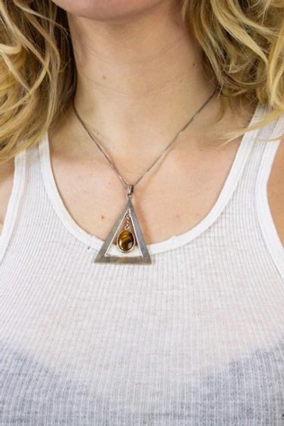 Vintage 70s Sterling Silver Triangle Necklace Selected By Black Shag Vintage
