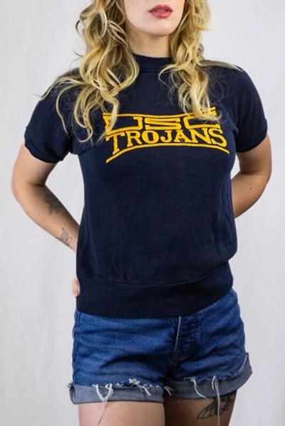 Vintage USC Trojans Short Sleeve Sweatshirt Selected by Black Shag Vintage