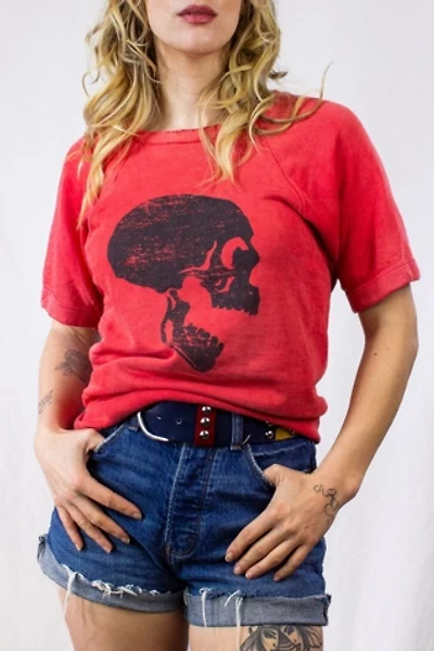 Vintage 70s Red Skull Short Sleeve Sweatshirt Selected by Black Shag Vintage