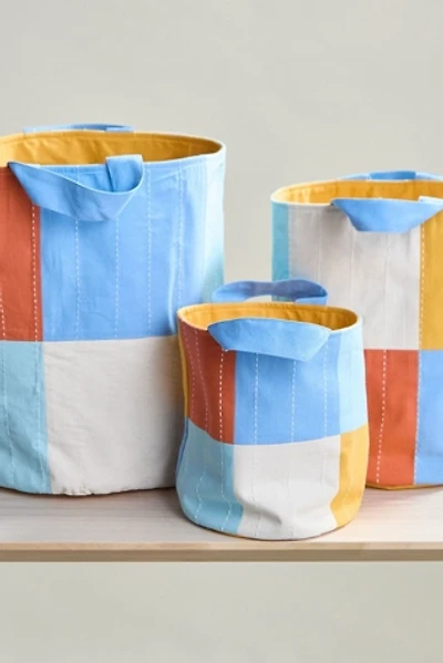 Anchal Checkered Fabric Storage Bin