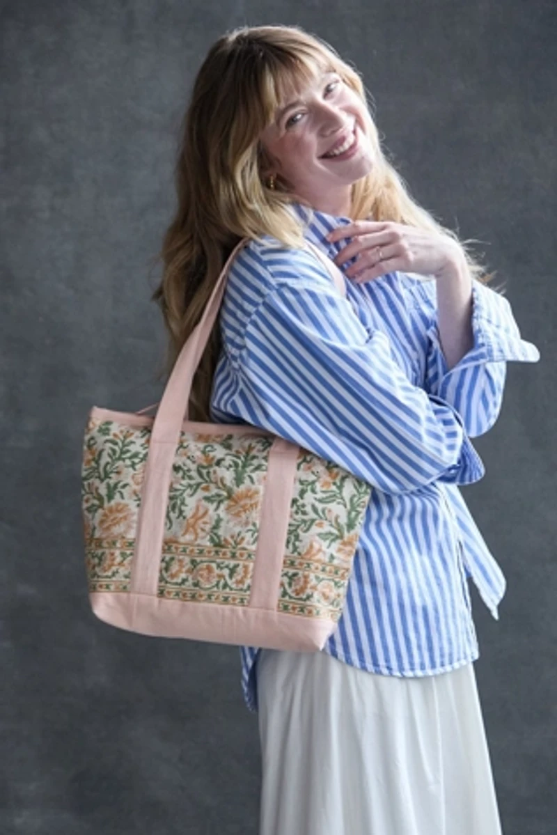 Anchal Floral Block Print Mini Tote Bag
