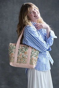 Anchal Floral Block Print Mini Tote Bag