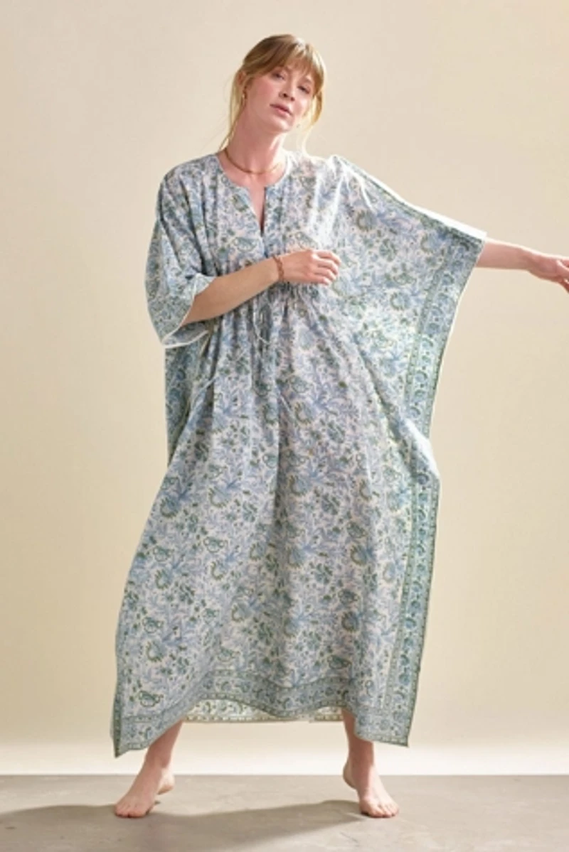 Anchal Block Print Floral Kaftan