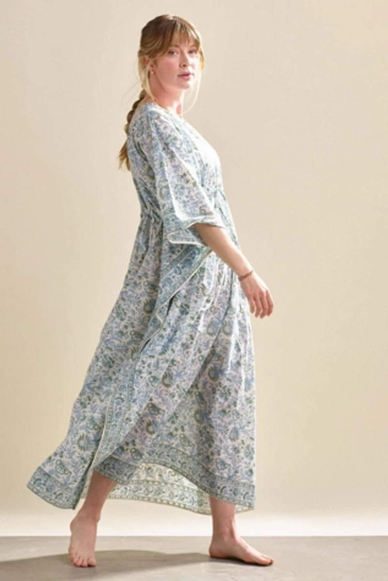 Anchal Block Print Floral Kaftan