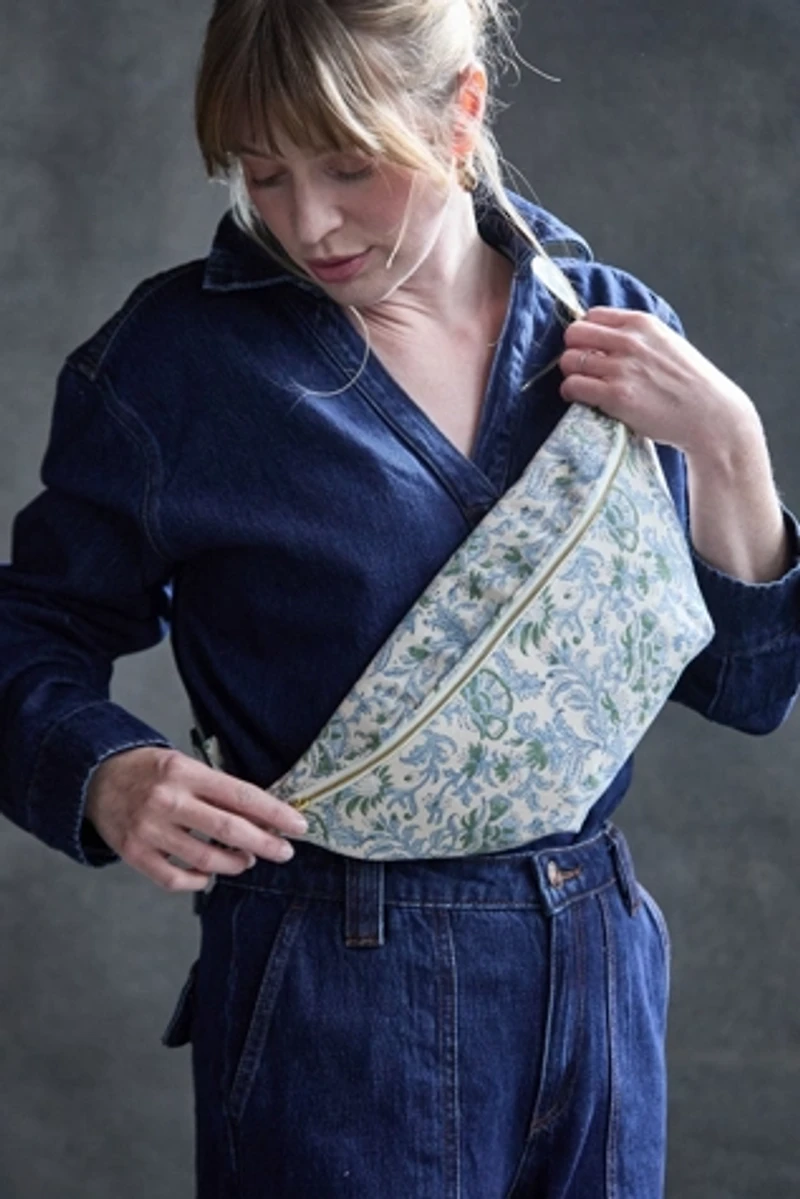 Anchal Block Print Floral Sling Crossbody Bag