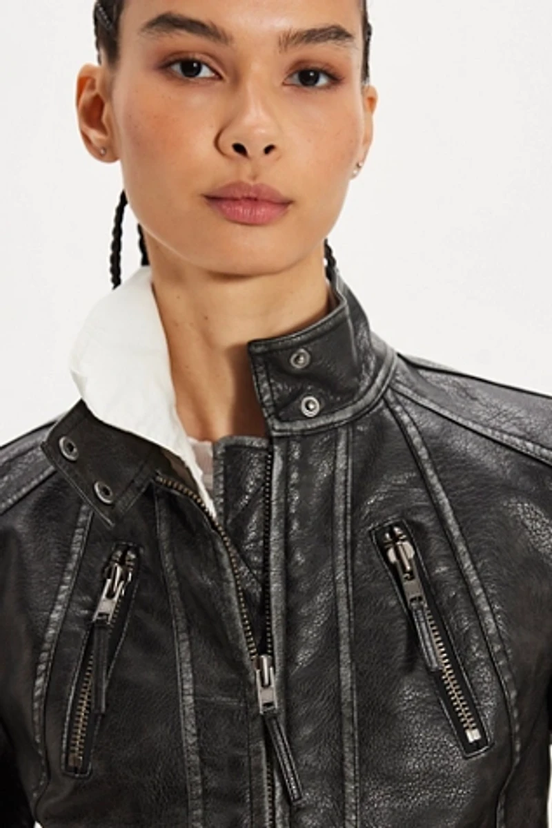 We The Free Jesse Vegan Leather Moto Jacket