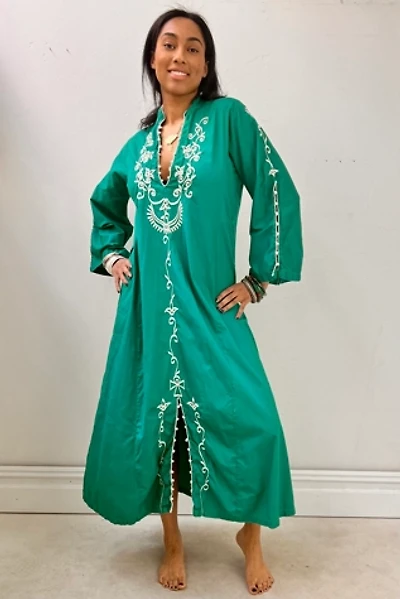 Vintage Embroidered Emerald Caftan Selected by Anna Corinna