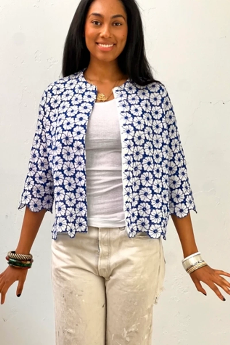Vintage Eyelet Flowers Jacket Top Selected by Anna Corinna