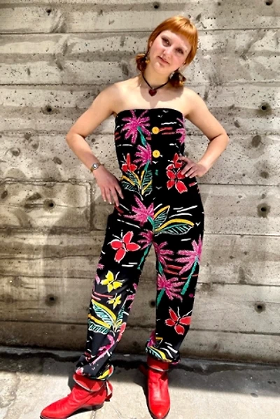 Deadstock 1980s Strapless Print Jumpsuit Selected by Nomad Vintage