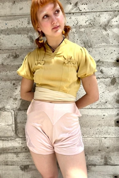 1940s Blush Pink Embroidered Tap Shorts Selected by Nomad Vintage