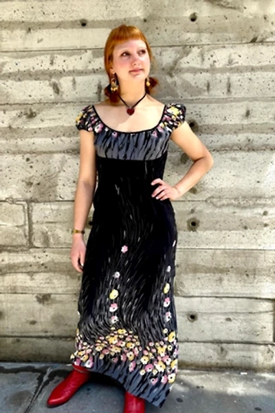 Anna Sui Silk Floral Print Maxi Dress Selected by Nomad Vintage