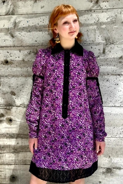 Anna Sui Runway Purple Babydoll Silk Dress  Selected by Nomad Vintage