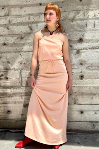 1970s Peach Spaghetti Strap Maxi Dress Selected by Nomad Vintage