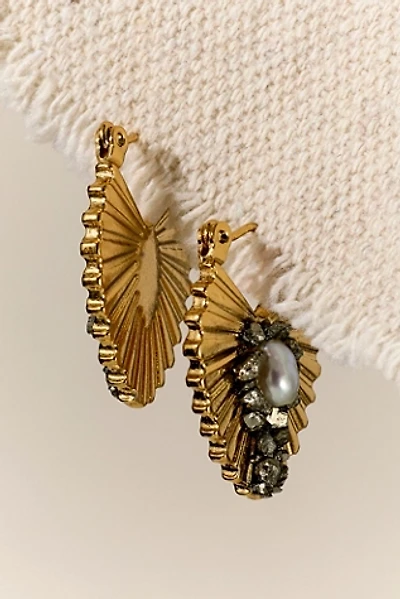 Marly Moretti Textured Pearl Pyrite Hoops