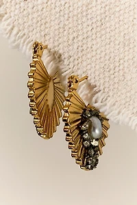 Marly Moretti Textured Pearl Pyrite Hoops