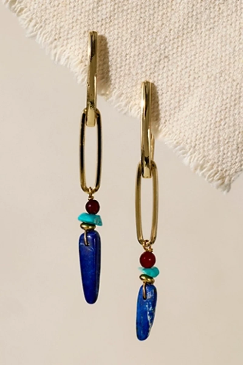 Marly Moretti Geometric Lapis Hoops