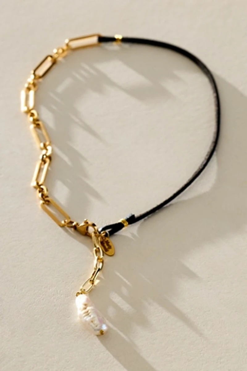 Marly Moretti Leather Pearl Necklace