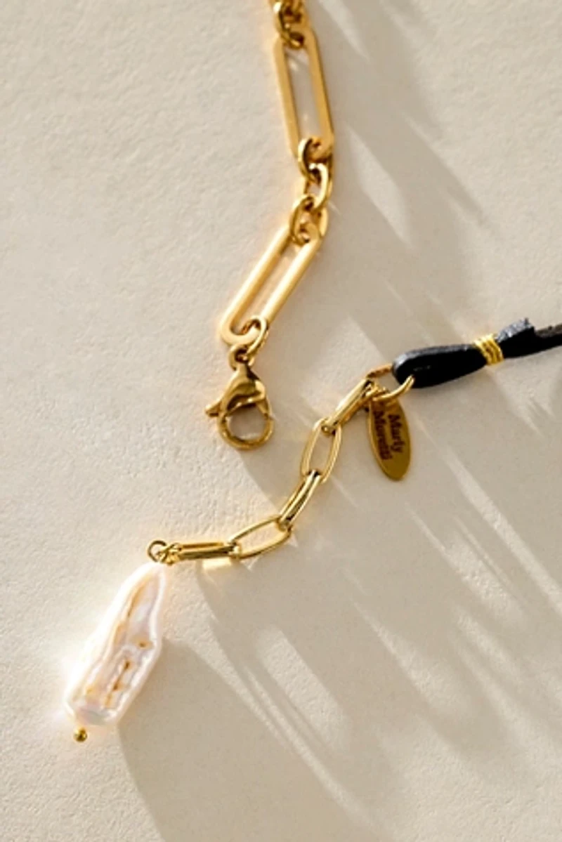 Marly Moretti Leather Pearl Necklace