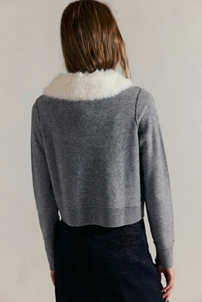 Nocturnal Faux Fur Collar Cardi