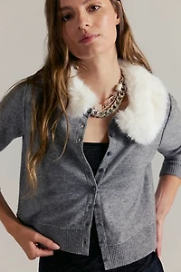 Nocturnal Faux Fur Collar Cardi