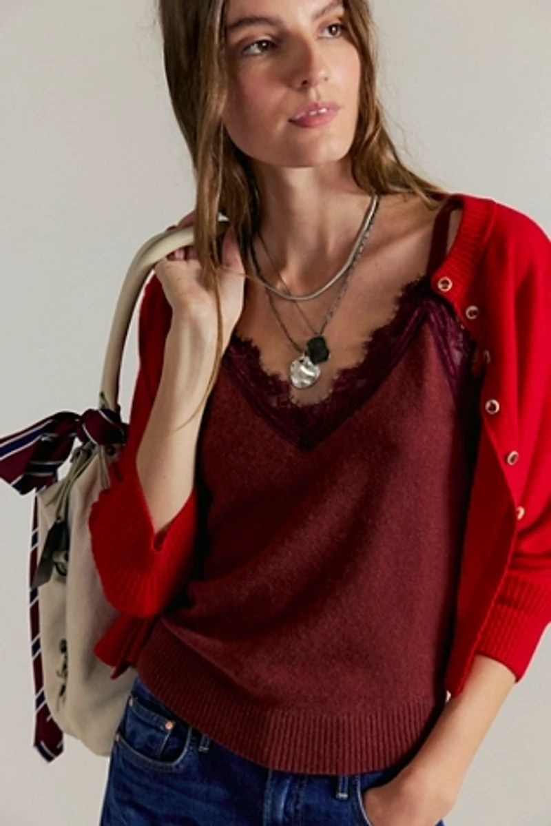 Lace Cashmere Tank Top