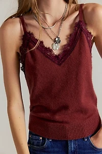 Lace Cashmere Tank Top