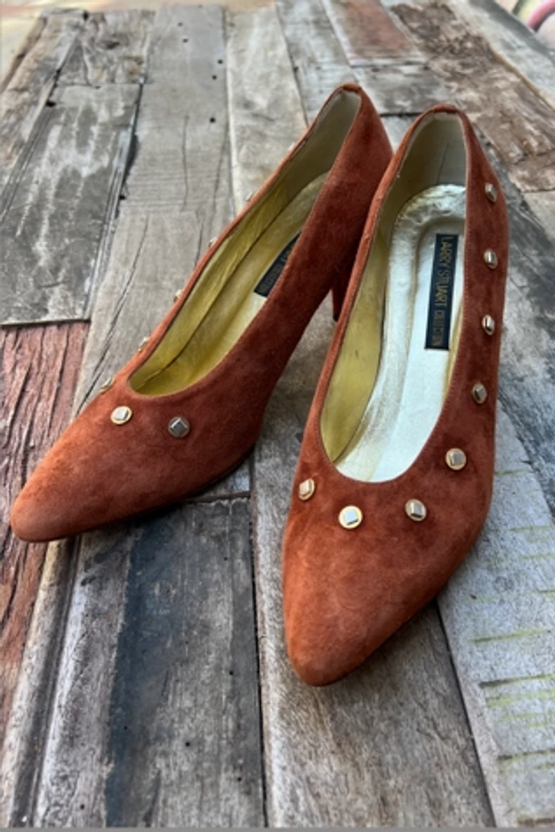 1980s Copper Suede Studded Heels