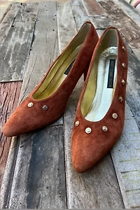 1980s Copper Suede Studded Heels