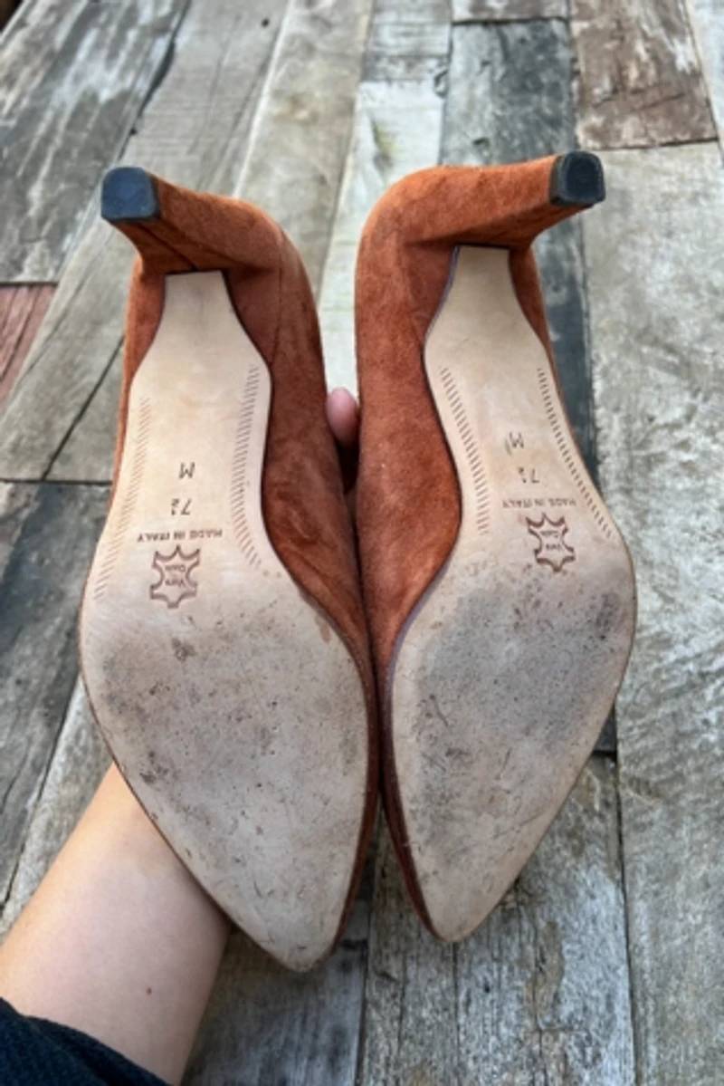 1980s Copper Suede Studded Heels