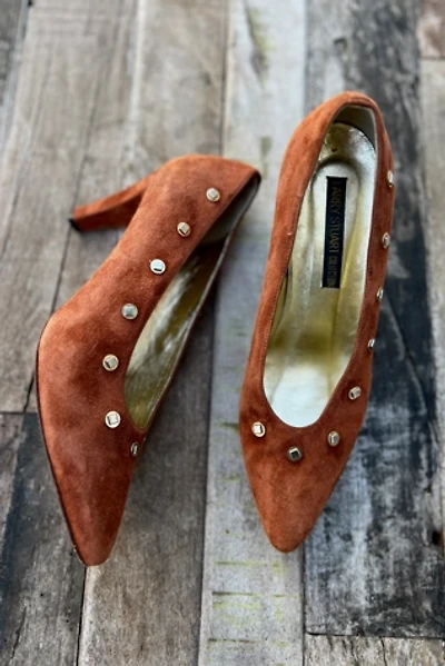 1980s Copper Suede Studded Heels