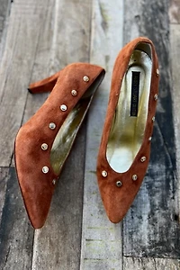 1980s Copper Suede Studded Heels