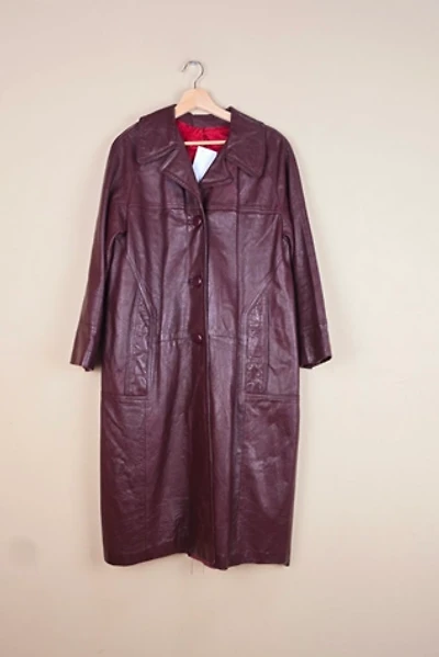 Vintage Burgundy Leather Trench Coat Selected By The Igala NYC