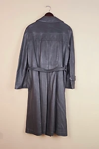 RARE 24K by Dandi Modes Grey Leather Trench Coat Selected By The Igala NYC