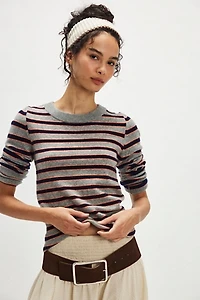 Malibu Striped Cashmere Crewneck Sweater