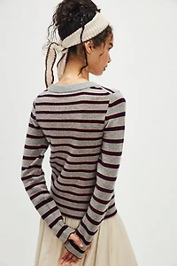 Malibu Striped Cashmere Crewneck Sweater