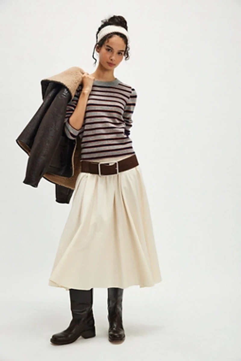 Malibu Striped Cashmere Crewneck Sweater