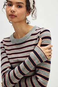 Malibu Striped Cashmere Crewneck Sweater