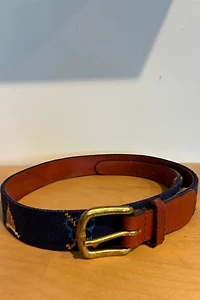 Smathers & Branson Navy Needlepoint Belt Selected by The Curatorial Dept.