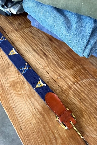 Smathers & Branson Navy Needlepoint Belt Selected by The Curatorial Dept.