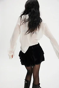 Star Dust Ruffle Velvet Shorts