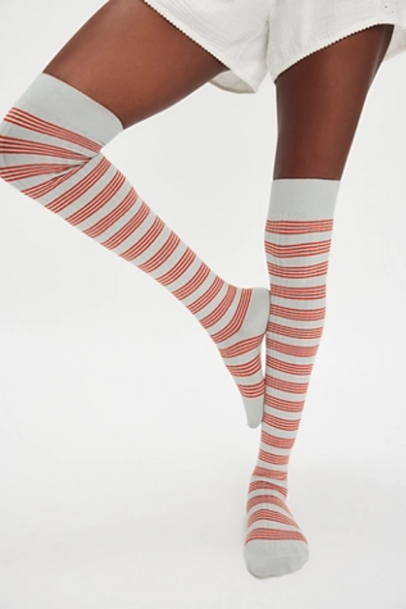 Stripe Out Over The Knee Socks