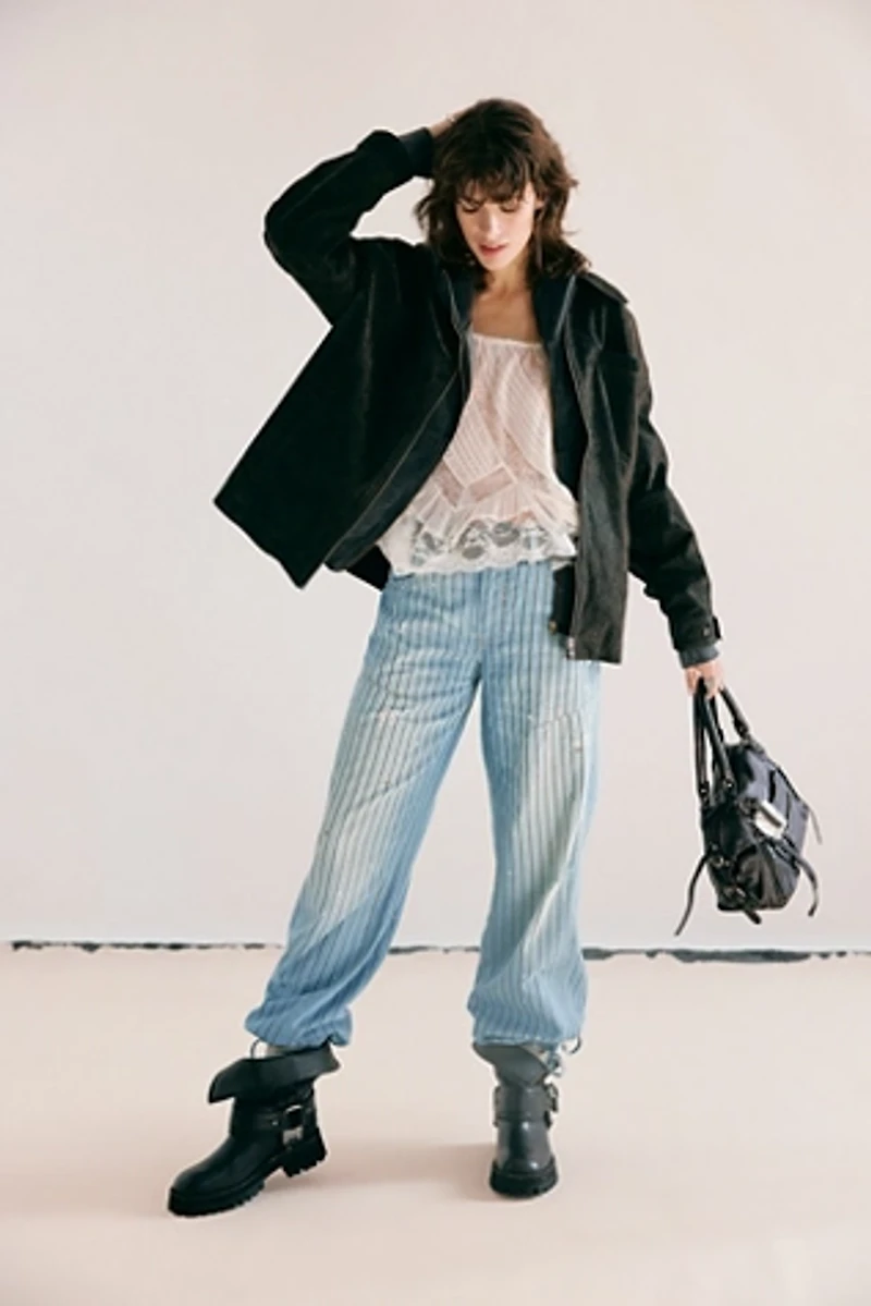 We The Free Don't Wait Up Pinstripe Boyfriend Jeans