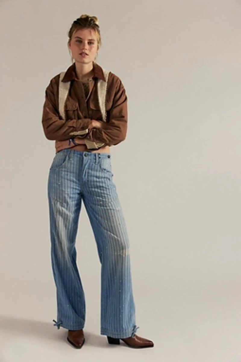 We The Free Don't Wait Up Pinstripe Boyfriend Jeans