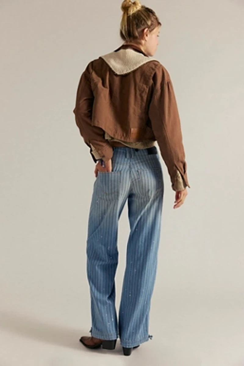 We The Free Don't Wait Up Pinstripe Boyfriend Jeans