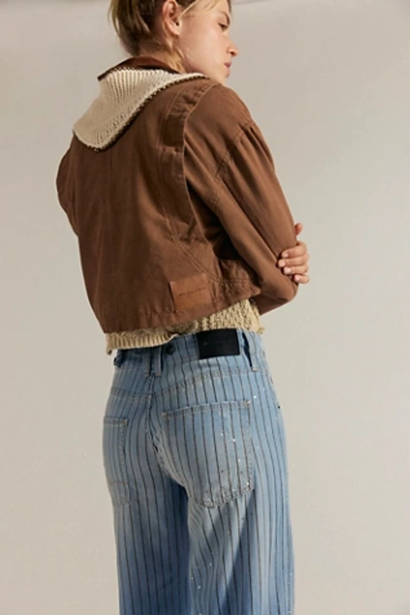 We The Free Don't Wait Up Pinstripe Boyfriend Jeans