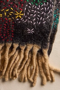 De Sienna Scotty Plaid Embroidered Scarf